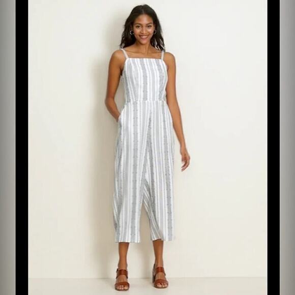 Old Navy Pants - Linen-Blend Geometric-Stripe Sleeveless Jumpsuit -Size Small